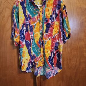 Vintage Colorful Abstract Button Down Shirt